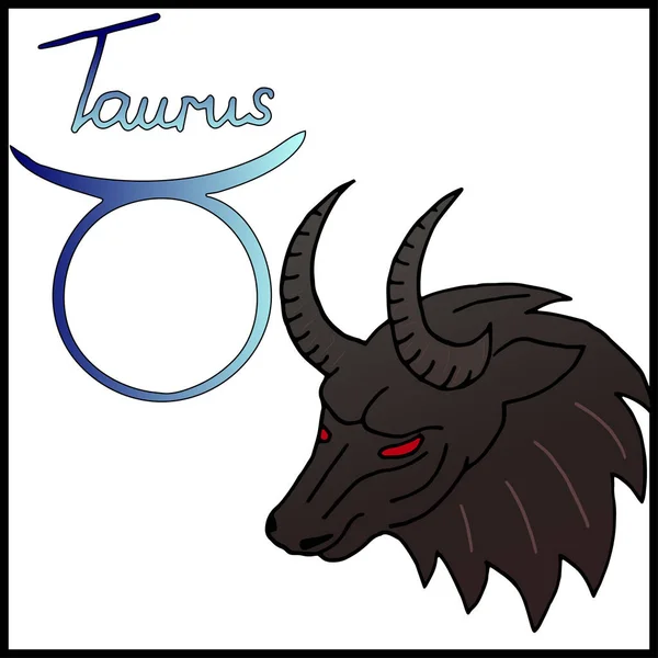 Colorful Zodiac Sign Taurus Vector Illustration White Background Suitable Tattoo — Stock Vector