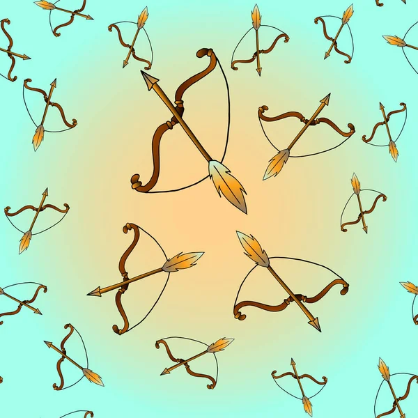 Бесшовный Узор Нарисованным Вручную Луком Векторной Иллюстрацией Стрел Подходит Татуировки — стоковый вектор