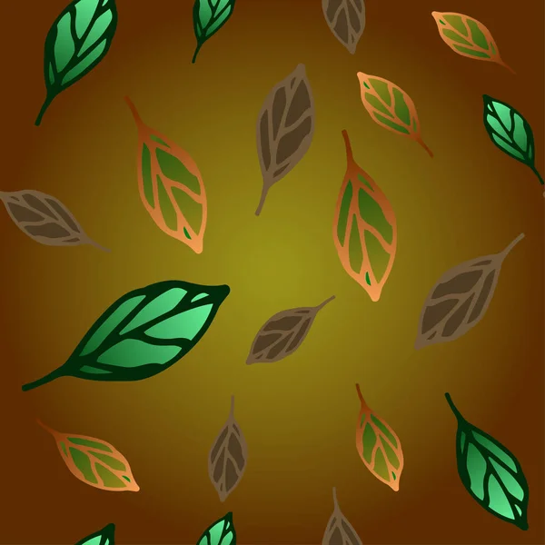 Illustration Botanique Vectorielle Tirage Trait Brindille Colorée Aux Feuilles Isolées — Image vectorielle