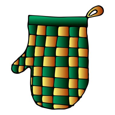 Tekstil mutfak eldiveni tutacağı beyaz bir zeminde izole edilmiş. Dövme, tasarım, marka logosu, rozet, tişört, kartlar için uygun..