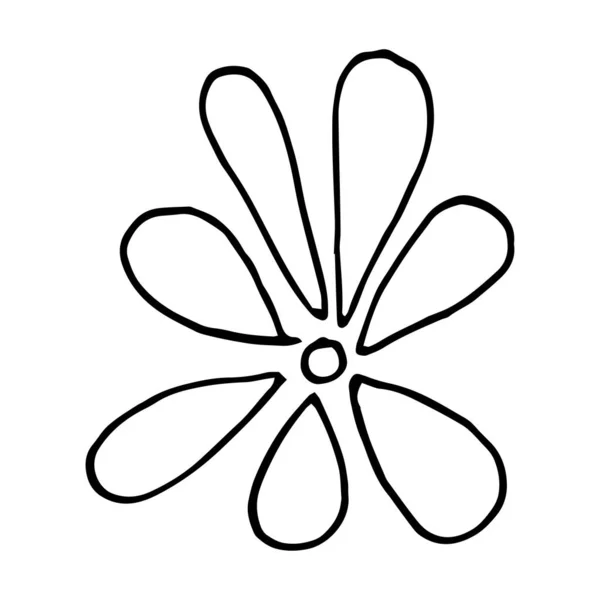 Desenho Flores Ilustração Doodle Desenhada Mão Vetorial Isolada Fundo Branco — Vetor de Stock