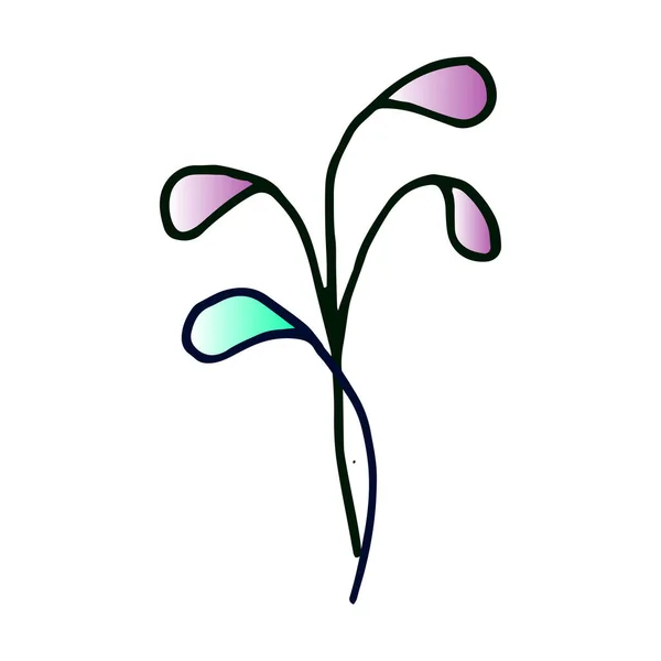 Dessin Floral Coloré Illustration Vectorielle Gribouillis Dessinée Main Isolée Sur — Image vectorielle