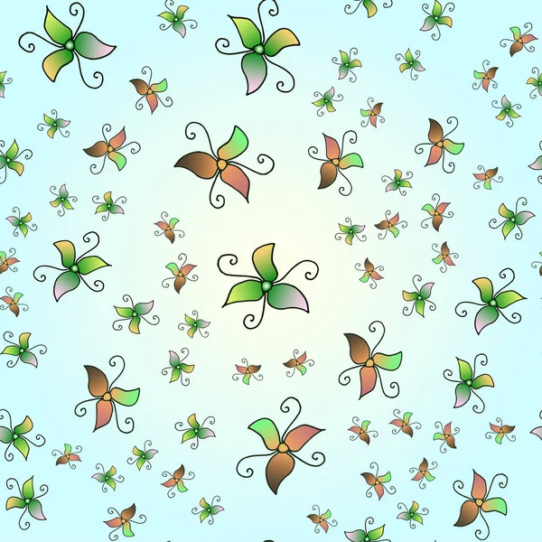 Modèle Sans Couture Avec Motif Floral Coloré Doodle Dessiné Main — Image vectorielle