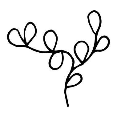 Çiçek çizimi. Beyaz arkaplanda el yapımı karalama çizimi izole edildi. Rozet, logo, çıkartma, baskı için vektör illüstrasyonu.