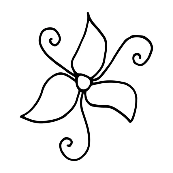 Çiçek Çizimi Beyaz Arkaplanda Yapımı Karalama Çizimi Izole Edildi Rozet — Stok Vektör