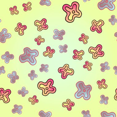 Renkli çiçek desenli kusursuz bir desen. El çizimi karalama beyaz arka planda izole. Rozet, logo, çıkartma, yazdırma için vektör illüstrasyonu.