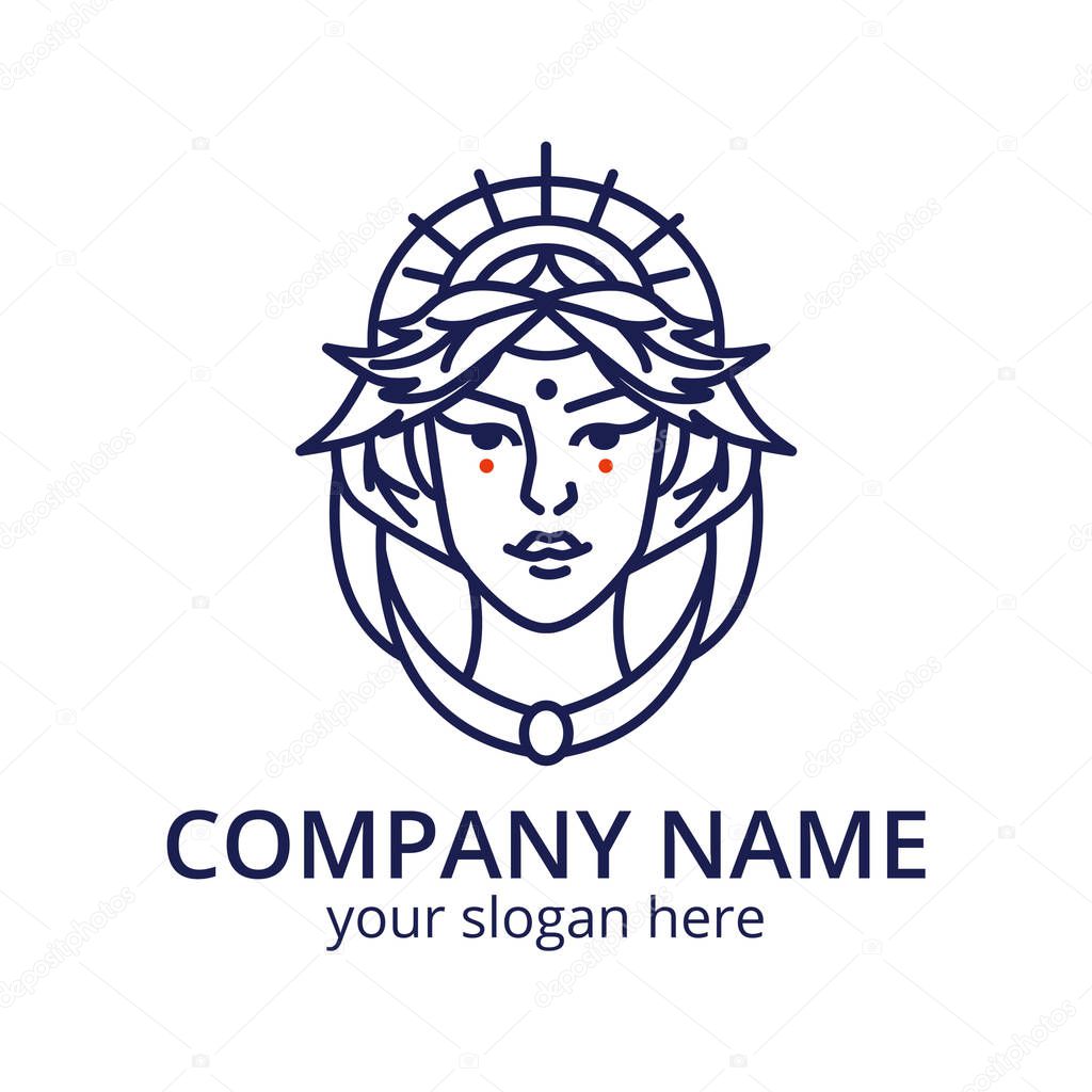 Logo of the goddess of the earth. Natural cosmetic logo.