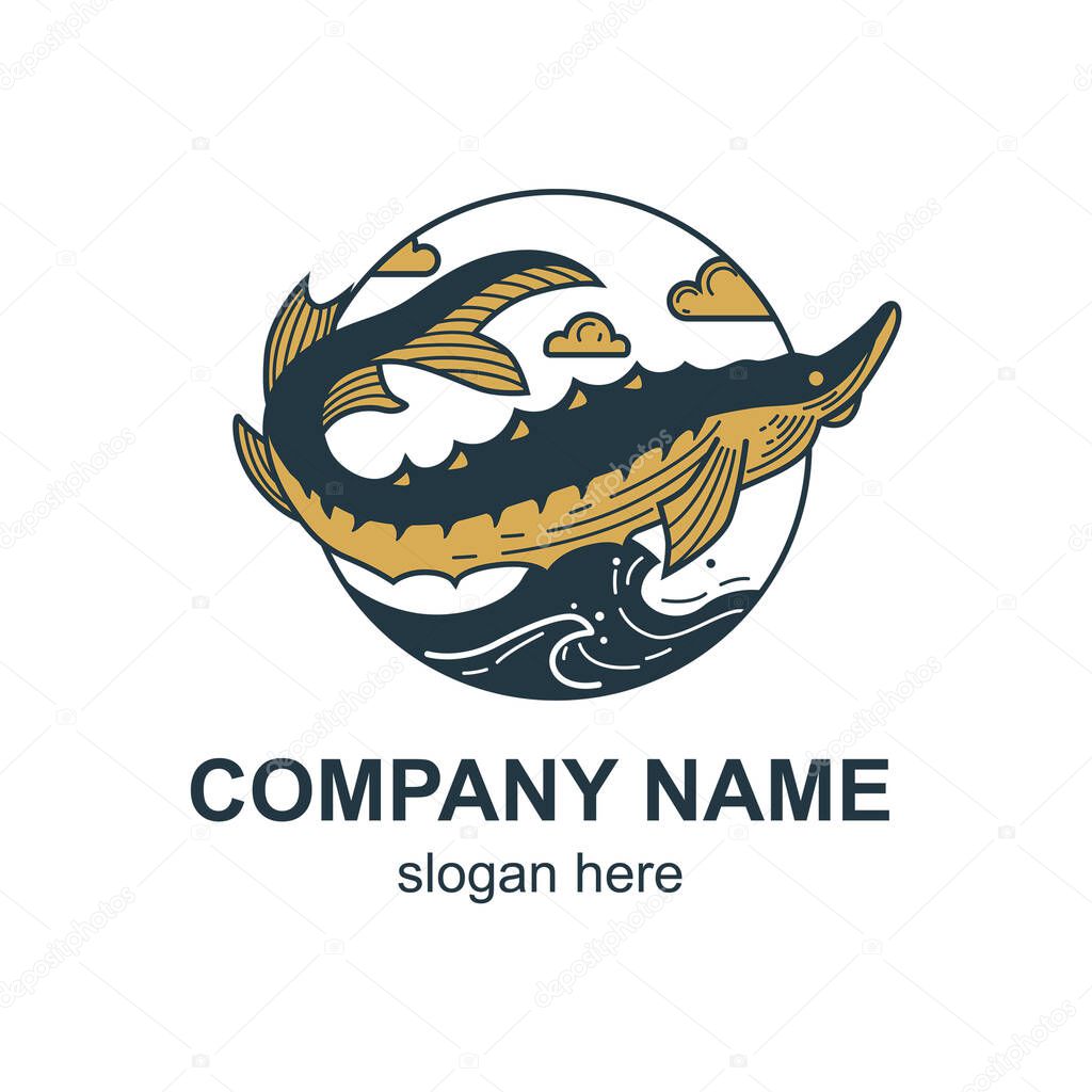 Sturgeon fish logo for production of caviar