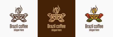 Kahve logosu. Brezilya kahvesi. Vektör logo şablonu.