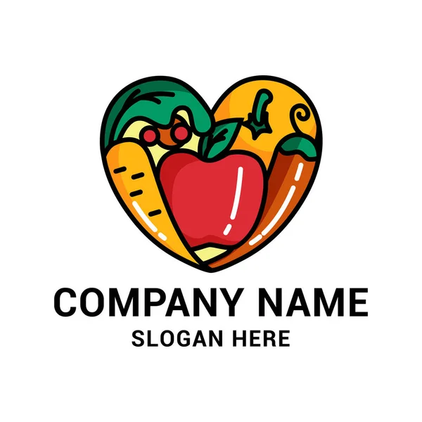 Logo Vorlage Für Obst Und Gemüseladen Gesunde Ernährung Vegetarismus — Stockvektor
