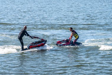 Bükreş / Romanya - Havacılık Gösterisi - 21 Eylül 2019: Jetski Serbest Stil Takımı inanılmaz numaralar yapıyor