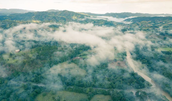 Aerial view cloudy landscape mist Royalty Free Stock Photos