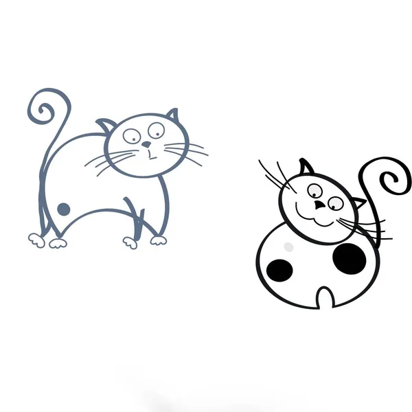 Illustrations Cats Site Picture Two Cats Two Cats White Background — 스톡 사진