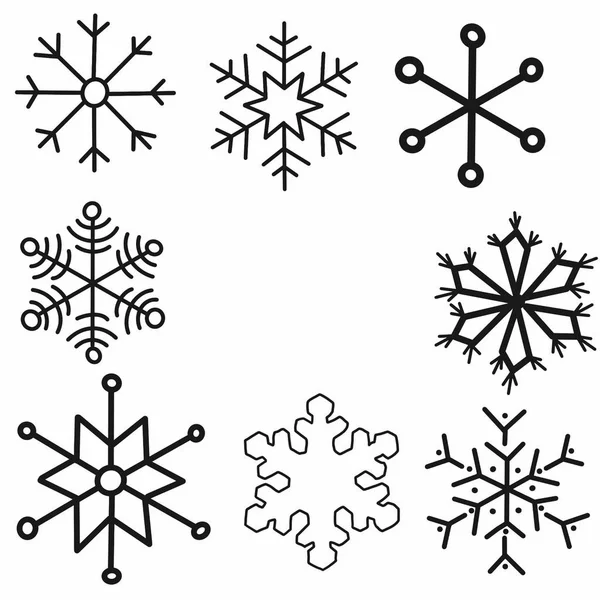 Illustrations Snowflakes Pieces Black White Colorful Leaves Collection Handmade Sketch — Stock Vector