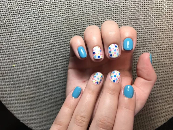 Idea Para Manicura Uñas Enceradas Uñas Inventadas Color Brillante Las — Foto de Stock