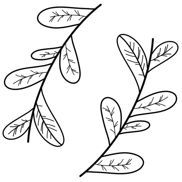 Leveles Ágak Egy Pár Szál Fákról Növény Állatvilág Illusztrációja Rajz — Stock Vector