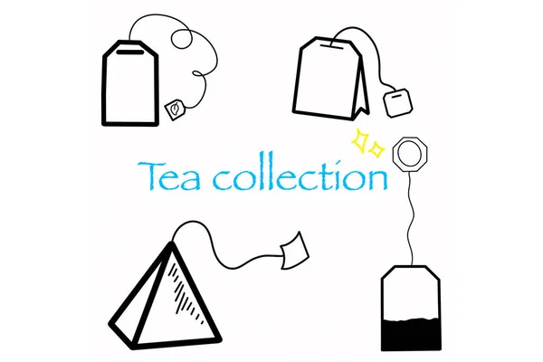 Tea Bags Tea Party Family Coffee House Menu Restaurant Icons — Stock Vector