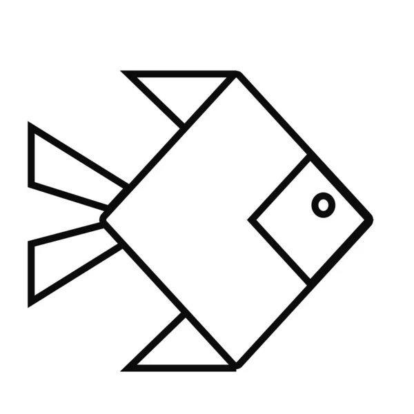 Vector Logo Icon Fish Minimalist. Line Bold Black White Monochrome — Stock Photo, Image