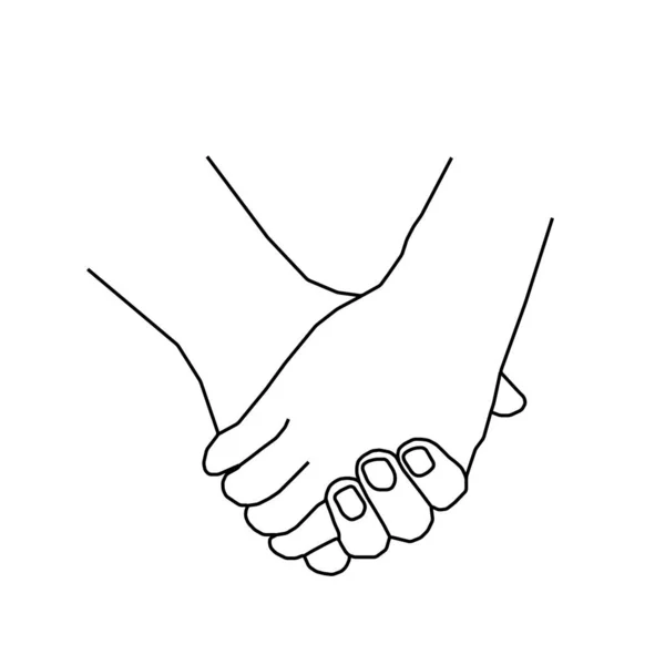 Continuous line drawing of holding hands together white background — 스톡 사진