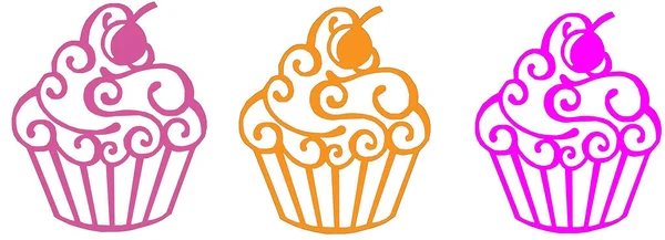 Üç renkli pembe kek ilüstrasyon logo vektör şablonu — Stok fotoğraf