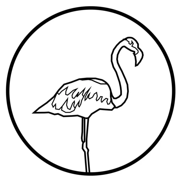 Fekete-fehér flamingó vektor kör ikon — Stock Fotó