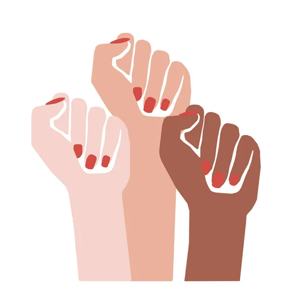 Girls hands different colour illustration on white background — 스톡 사진