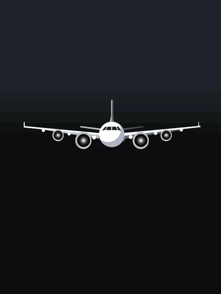 Avión Aterrizaje Nocturno Sobre Fondo Oscuro Vector Ilustración Imagen Logo — Foto de Stock