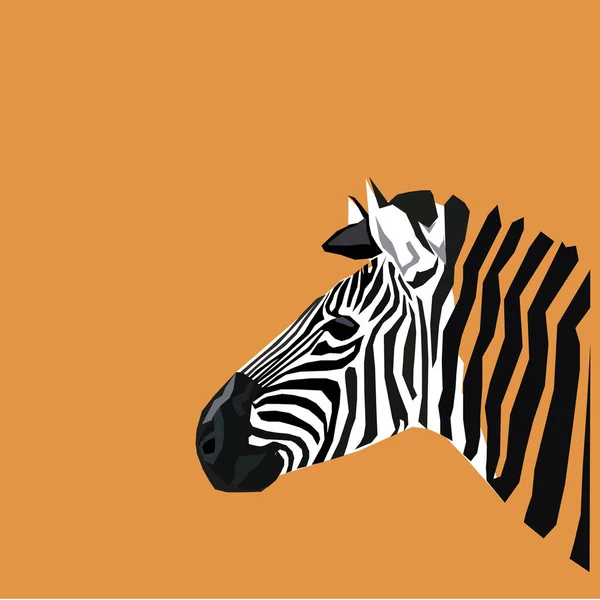 Turuncu arkaplan illüstrasyon vektöründe soyut zebra başı