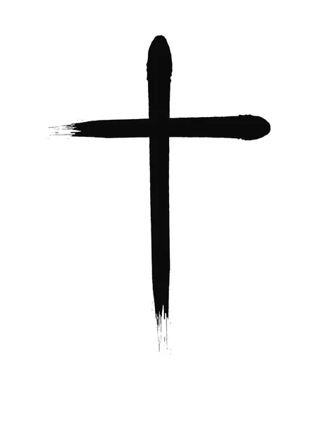 Crucifix Cross Hand Getekende Penseel Vector Pictogram Voor Pasen Illustratie — Stockfoto