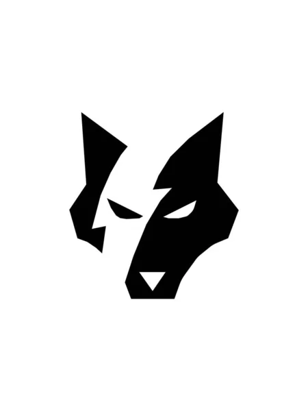 几何图形狼的黑头矢量可用作纹身或标识说明 — 图库照片