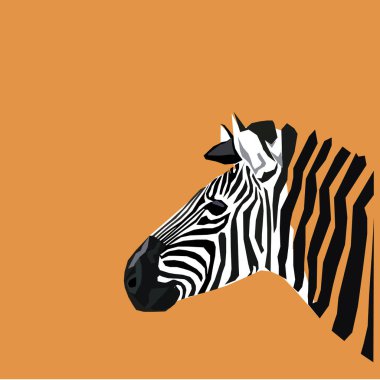 Turuncu arkaplan illüstrasyon vektöründe soyut zebra başı