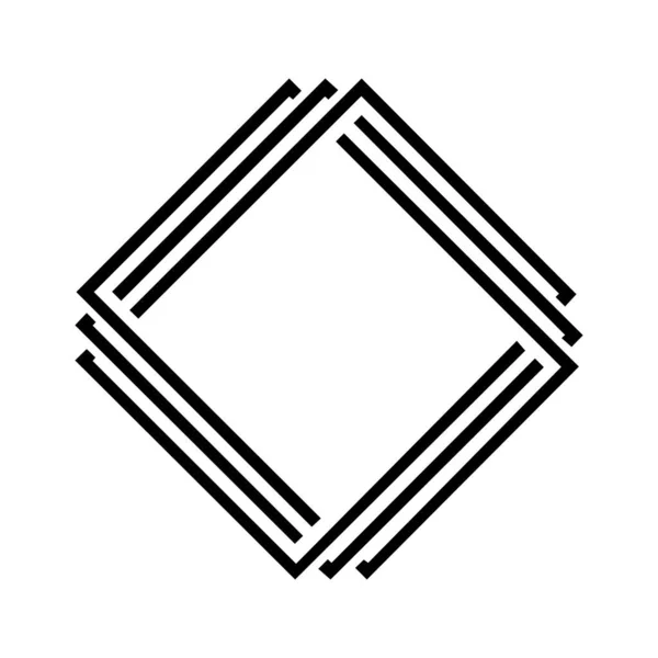 Geometry Negro Rectángulo Vectorial Líneas Logotipo Sobre Fondo Blanco Transparente — Foto de Stock