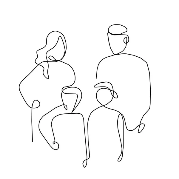 Familia Contiious Línea Ilustración Concepto Logo Oneline —  Fotos de Stock