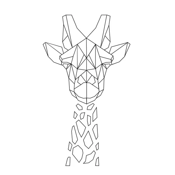 Giraff Huvud Polygon Svart Linje Vit Bakgrund Logotyp Ikon Vektor — Stockfoto