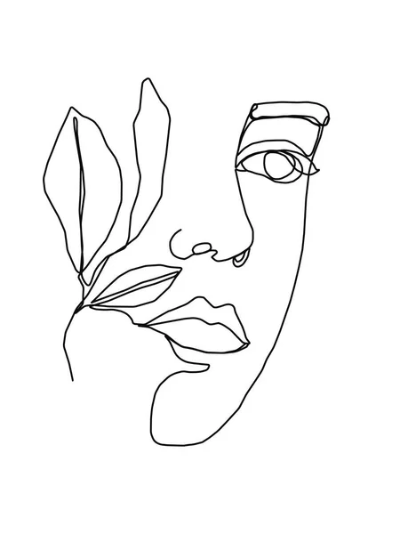 Векторная Иллюстрация Непрерывной Линии Абстрактный Портрет Молодой Женщины Отпуском Концепция — стоковое фото