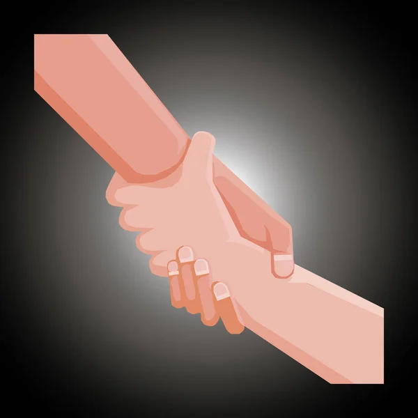 Illustration Two Hands Holding Each Other Strongly Gradient Black Background — Stock Photo, Image