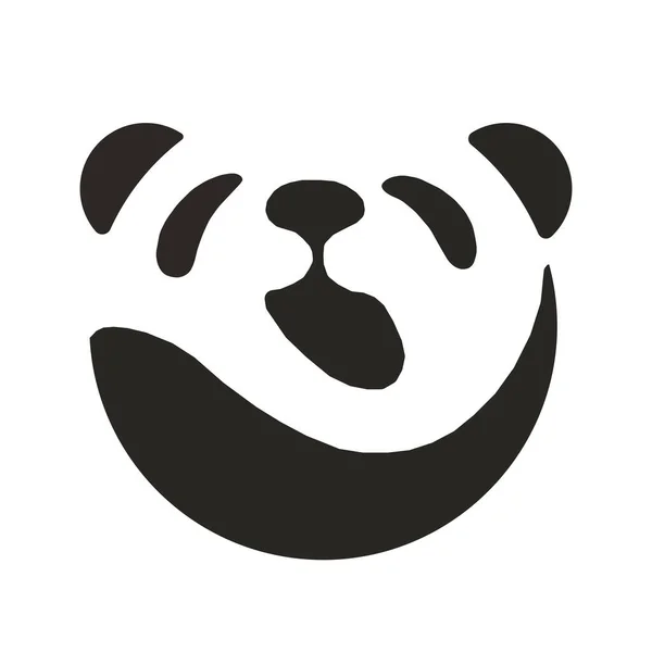 Basit daire logosu panda siyah beyaz sembol vektör illüstrasyonu