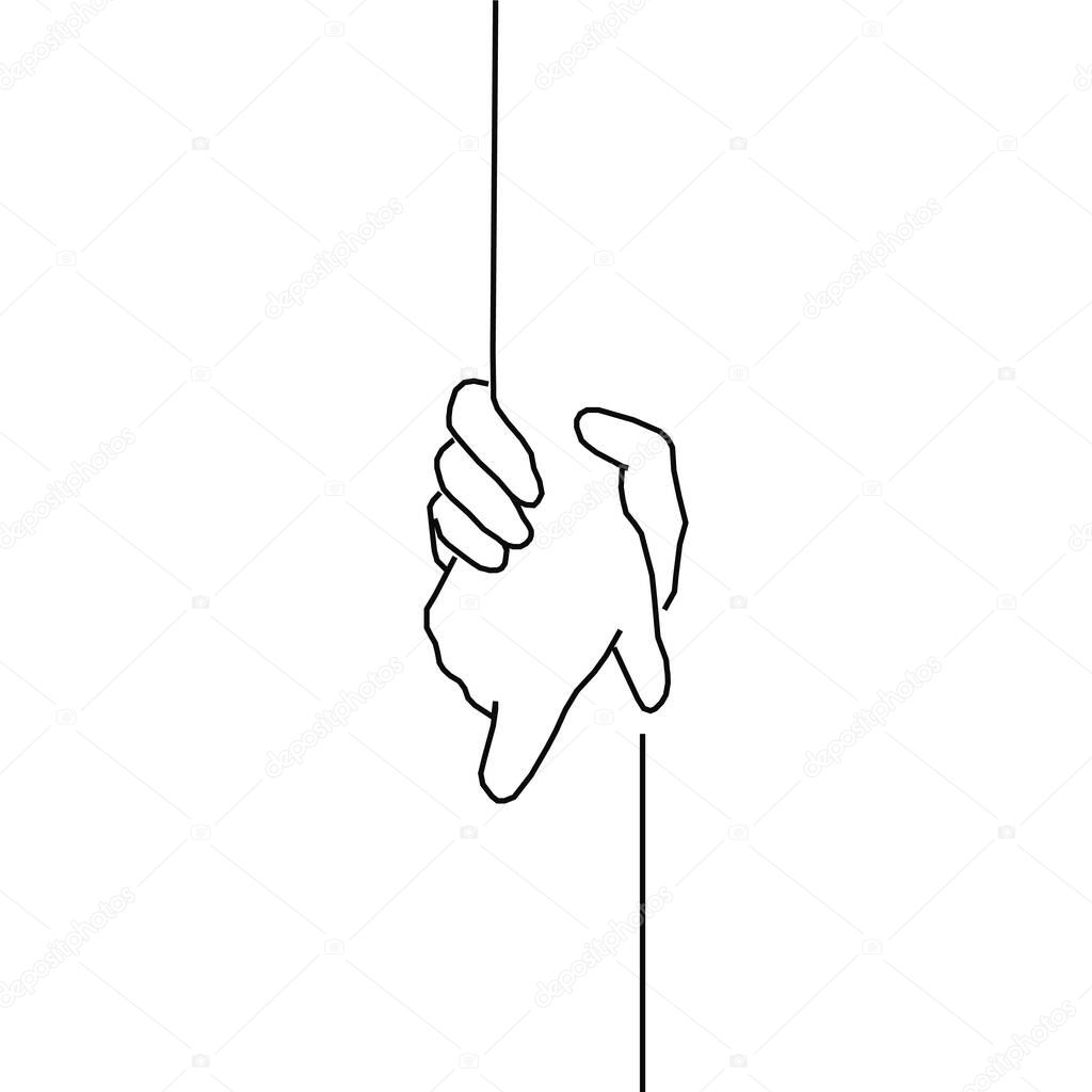 human oneline continious hands taking together help illustration icon logo vector