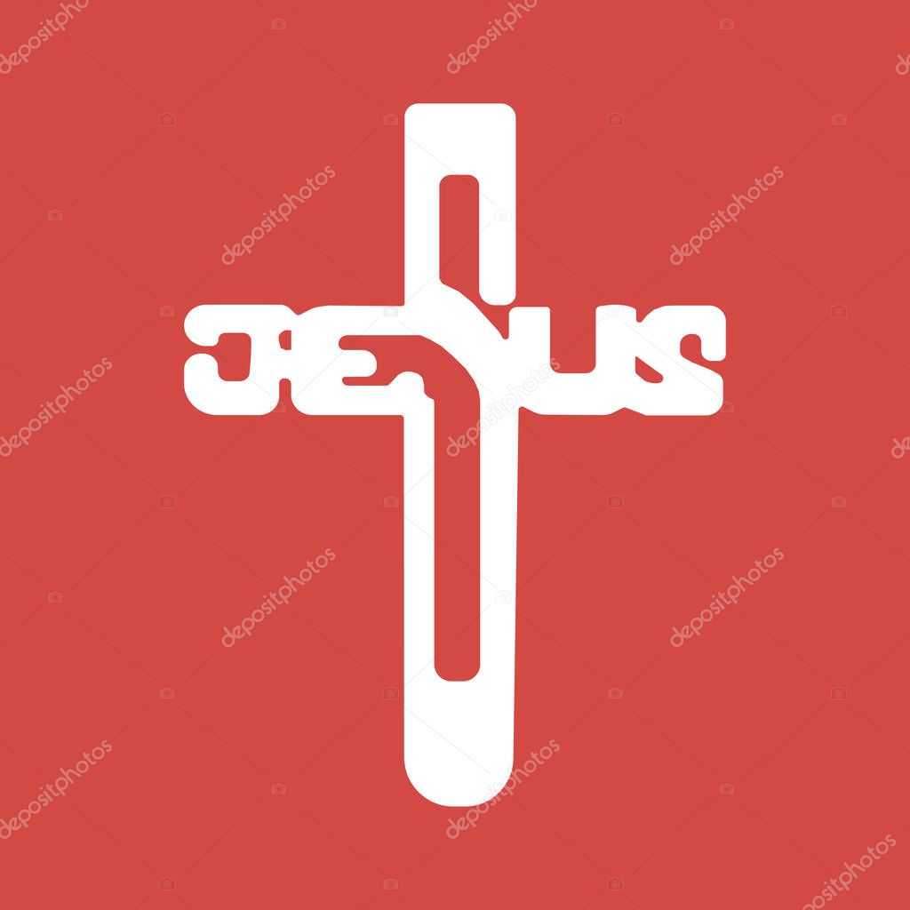 abstract designed logo icon Christ Jesus on red background Easter illustration logo