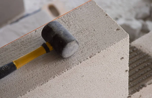 Primeiras Etapas Construção Uma Casa Blocos Silicato — Fotografia de Stock