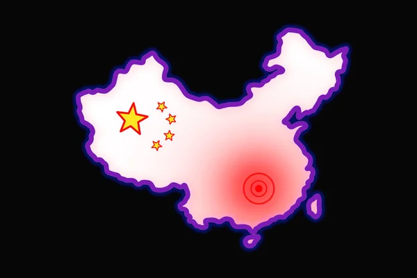 Country Map People Republic China Inscription 2019 Ncov Black Background — Stock Photo, Image