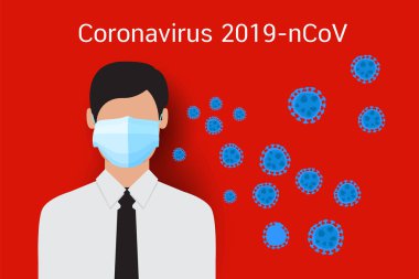 Coronavirus 2019-ncov konsepti, koruma maskesi, vektör tasarımı