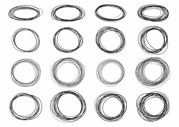 Cercle Dessiné Main Croquis Linéaire Ovale Dessin Vectoriel — Image vectorielle