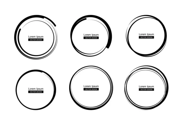Handgezeichneter Kreis Und Ovale Linienskizze Vektordesign — Stockvektor