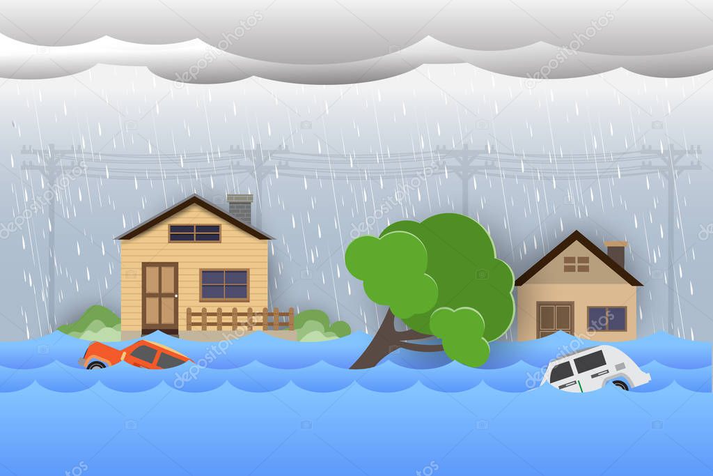  flood,Rain and storm, vector design