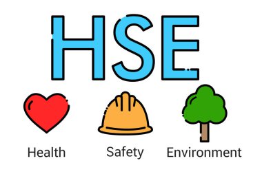 HSE kavramı, Sağlık Güvenliği Ortamı kısaltması, vektör simgesi tasarımı