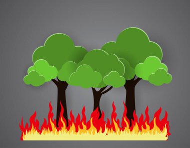 Orman yangınları, Vahşi Yangın, doğal afet konsepti, vektör tasarımı