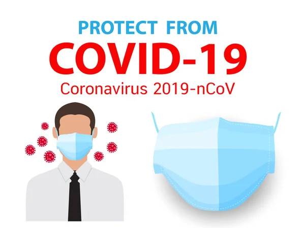 Covid Maladie Coronavirus 2019 Ncov Concept Masque Protection — Image vectorielle