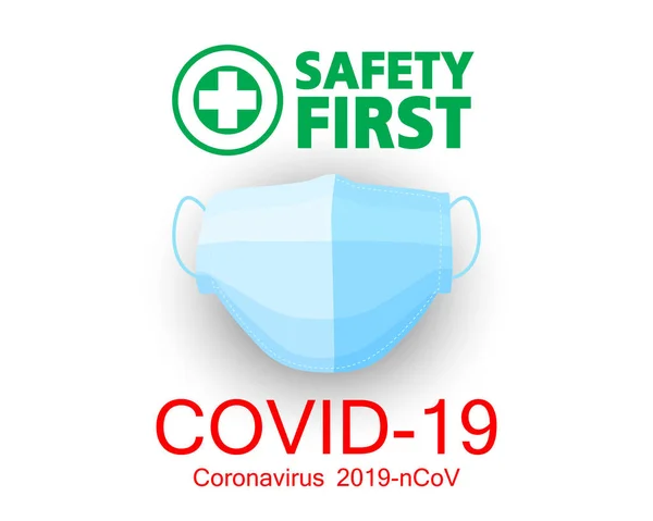 Covid Krankheit Coronavirus 2019 Ncov Konzept Schutzmaske Sicherheit Geht Vor — Stockvektor
