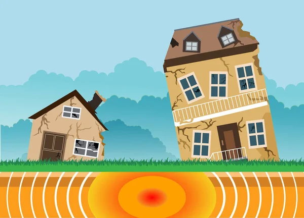 Terremoto Desastres Naturais Desenho Vetorial — Vetor de Stock